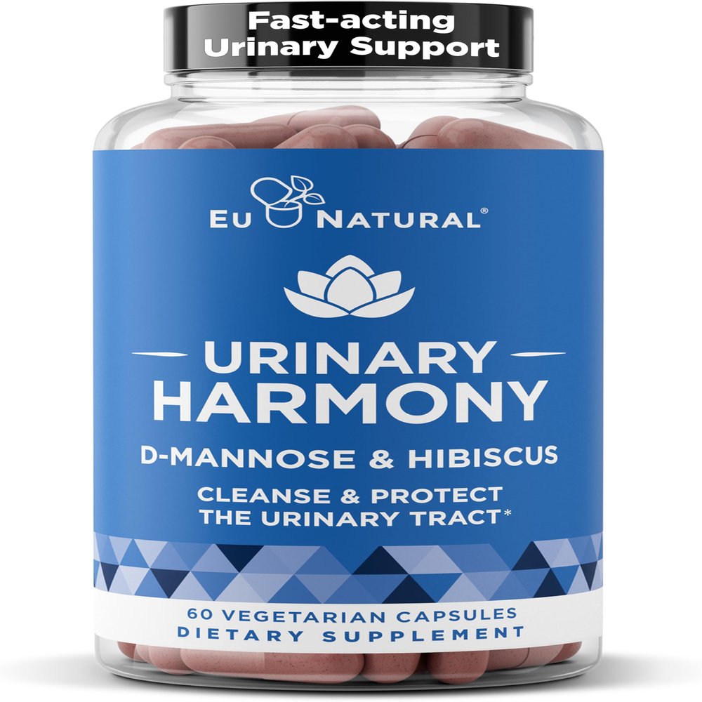 Eu Natural Urinary Harmony D-Mannose Supplement - Urinary Tract Health for Women - Fast-Acting Urinary Cleanse & Flush with Clinical-Strength D-Mannose & Hibiscus - 60 Capsules