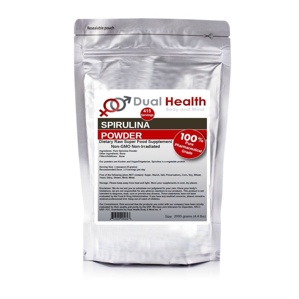 Pure Spirulina Powder (2kg (4.4 lbs)) Protein Superfood Bulk Supplements