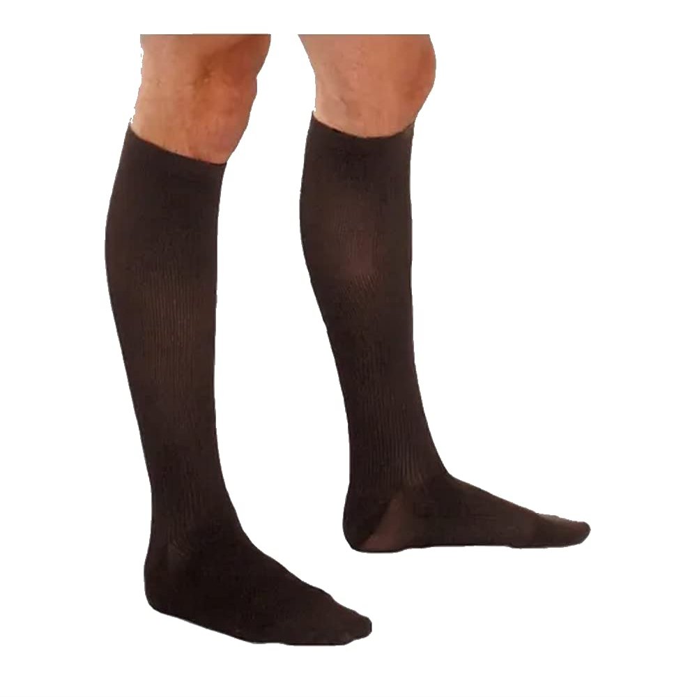 Preven-t Men's Cotton Varicose Control Socks, Firm Compression 22-24mm/Hg, Coffee, M