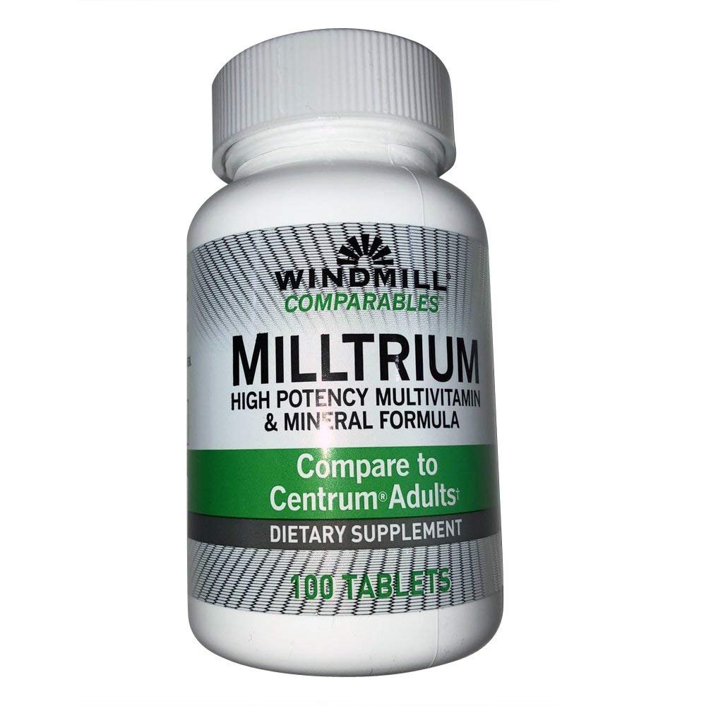 Windmill Comparables Milltrium High Potency Multivitamin and Mineral Tablets 100 Ea (Pack of 2)