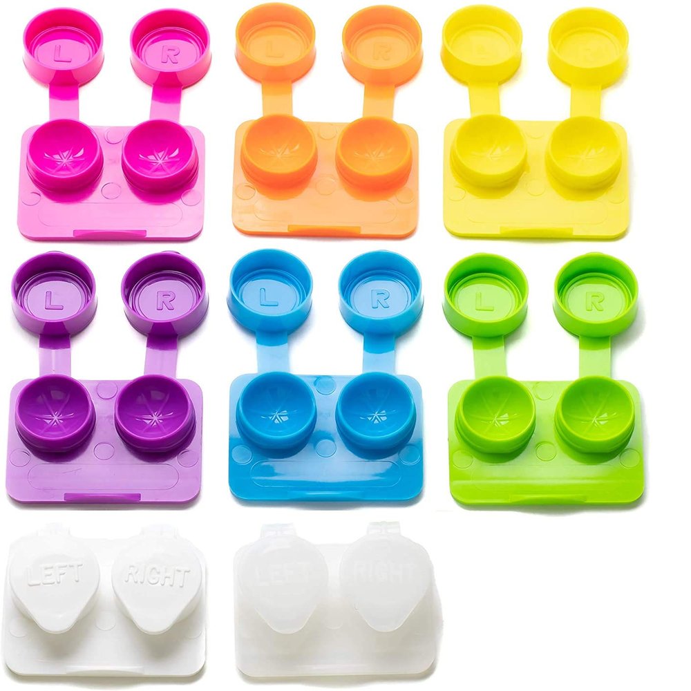 Contact Lenses Cases Flat Ribbed Extra Deep Well - Assorted, 50 Pack Mix