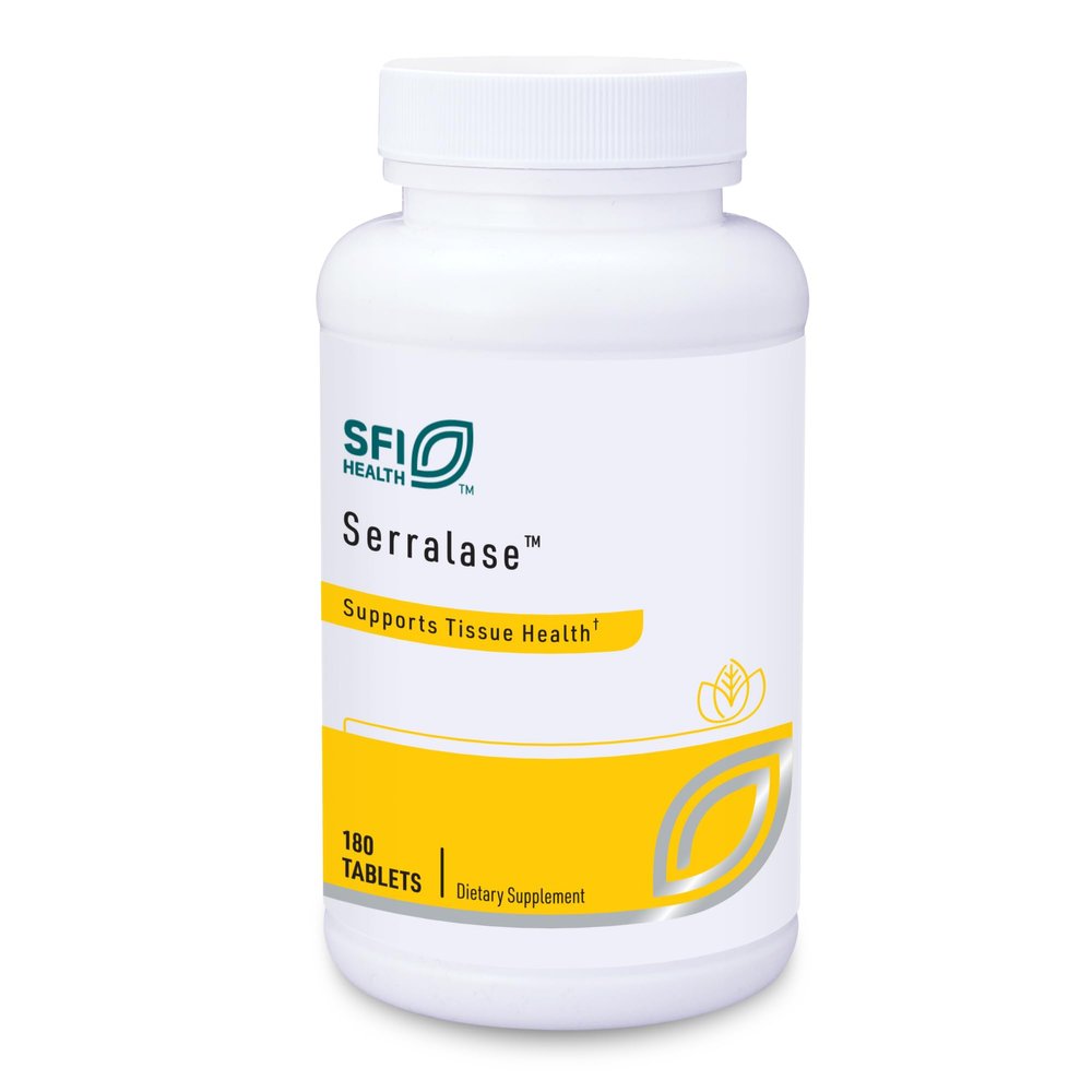 Klaire Labs SFI Health Serralase - Vegetarian Proteolytic Enzyme Blend with Serratia Peptidase & Bromelain for Digestion, Sourced from Papaya & Pineapple, Hypoallergenic (180 Enteric Coated Tablets)