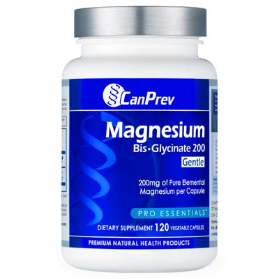 CanPrev Magnesium Bis-Glycinate Gentle 200mg, 120 V-Caps 120-Day Supply - Pure Elemental Magnesium Supplement, Supports Bone and Muscle Function, Gentle on Stomach, Perfect for Daily Magnesium Needs