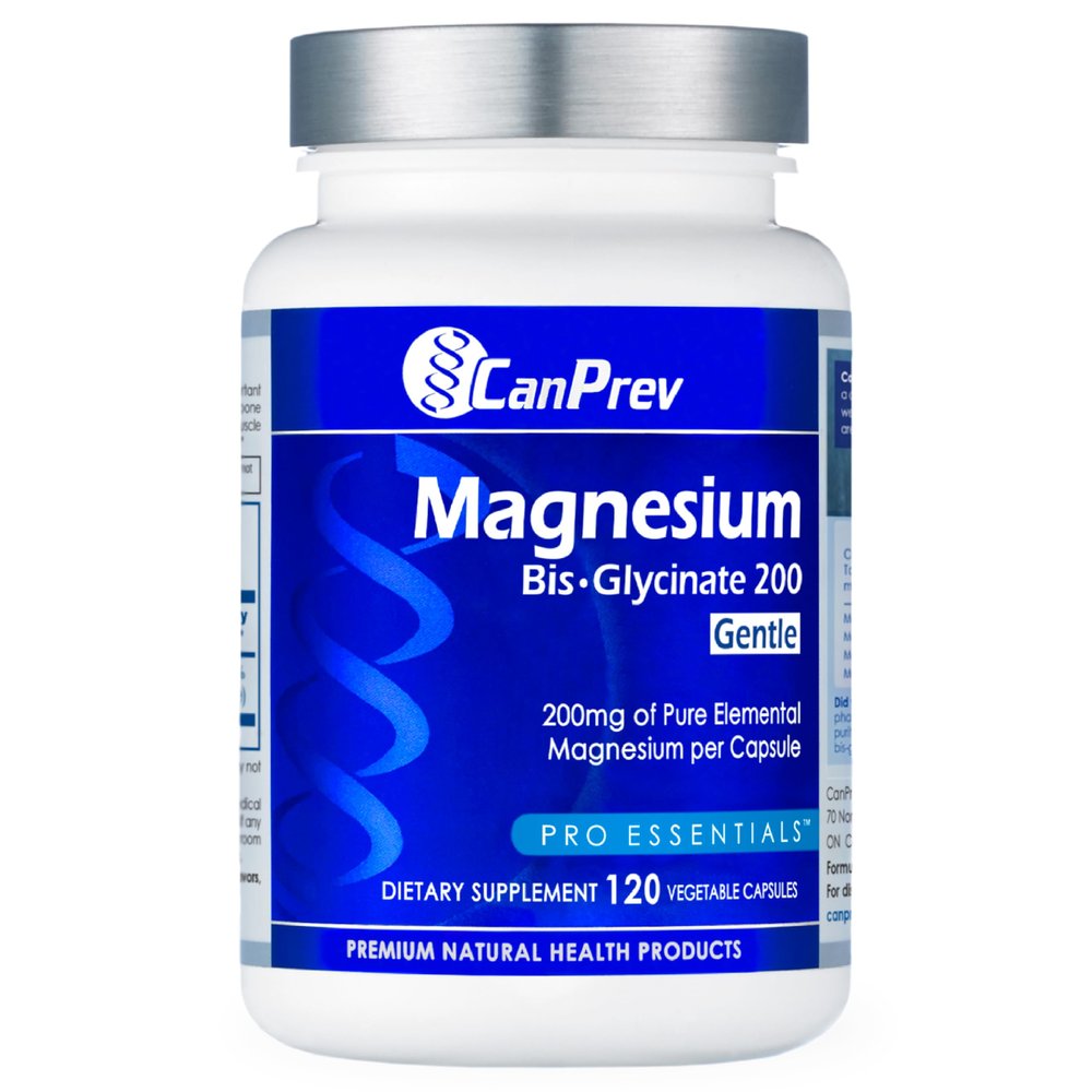 CanPrev Magnesium Bis-Glycinate Gentle 200mg, 120 V-Caps 120-Day Supply - Pure Elemental Magnesium Supplement, Supports Bone and Muscle Function, Gentle on Stomach, Perfect for Daily Magnesium Needs