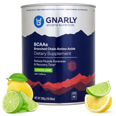Gnarly Nutrition BCAA Powder, Lemon Lime Pre-workout BCAAS Amino Acids NSF Contents Certified Supplement to Support and Rebuild Muscle Lemon Lime with Caffeine, 10.58 oz