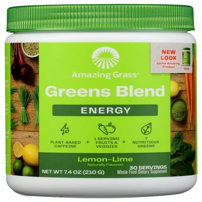 Amazing Grass Energy Green Superfood Lemon Lime Flavor, 7.4-Ounce Tub