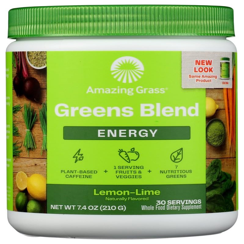 Amazing Grass Energy Green Superfood Lemon Lime Flavor, 7.4-Ounce Tub