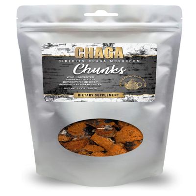 Siberian Chaga Mushroom Whole Chunks Wild Harvested 12 Oz. (340g.)