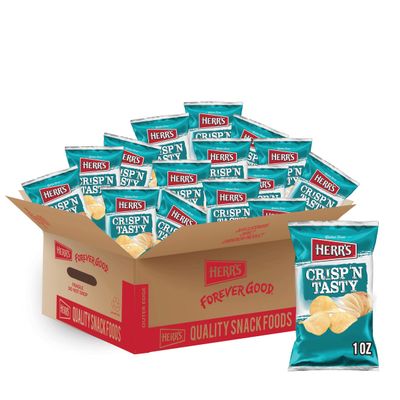 Herr's Crisp 'N Tasty Potato Chips, 1 Ounce (Pack of 42 Bags) Light and Crispy Classic Potato Chips Perfect for Packed Lunches