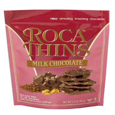 Brown & Haley ROCA THINS Stand-up Resealable Pouch - Bite-Sized Thins with Buttercrunch Toffee and Sea Salt - Gluten Free Kosher Candy - 5.3 oz (5.3 Ounce (Pack of 1), Almond)