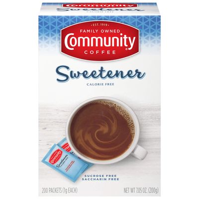 Community Coffee Blue Sweetener Packets, 200 Count (Pack of 4)