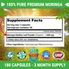 FRESH HEALTHCARE Moringa Capsules  100% Pure Leaf Powder - 180 Pills, Non-GMO - 3 Month Supply - Complete Green Superfood for Energy, Skin, Immune & Gut Health Support view 3