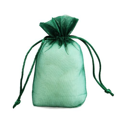 Large Size Gusset Organza Bags Green 10.4" x 5.6 x 1.6" - Set of 10
