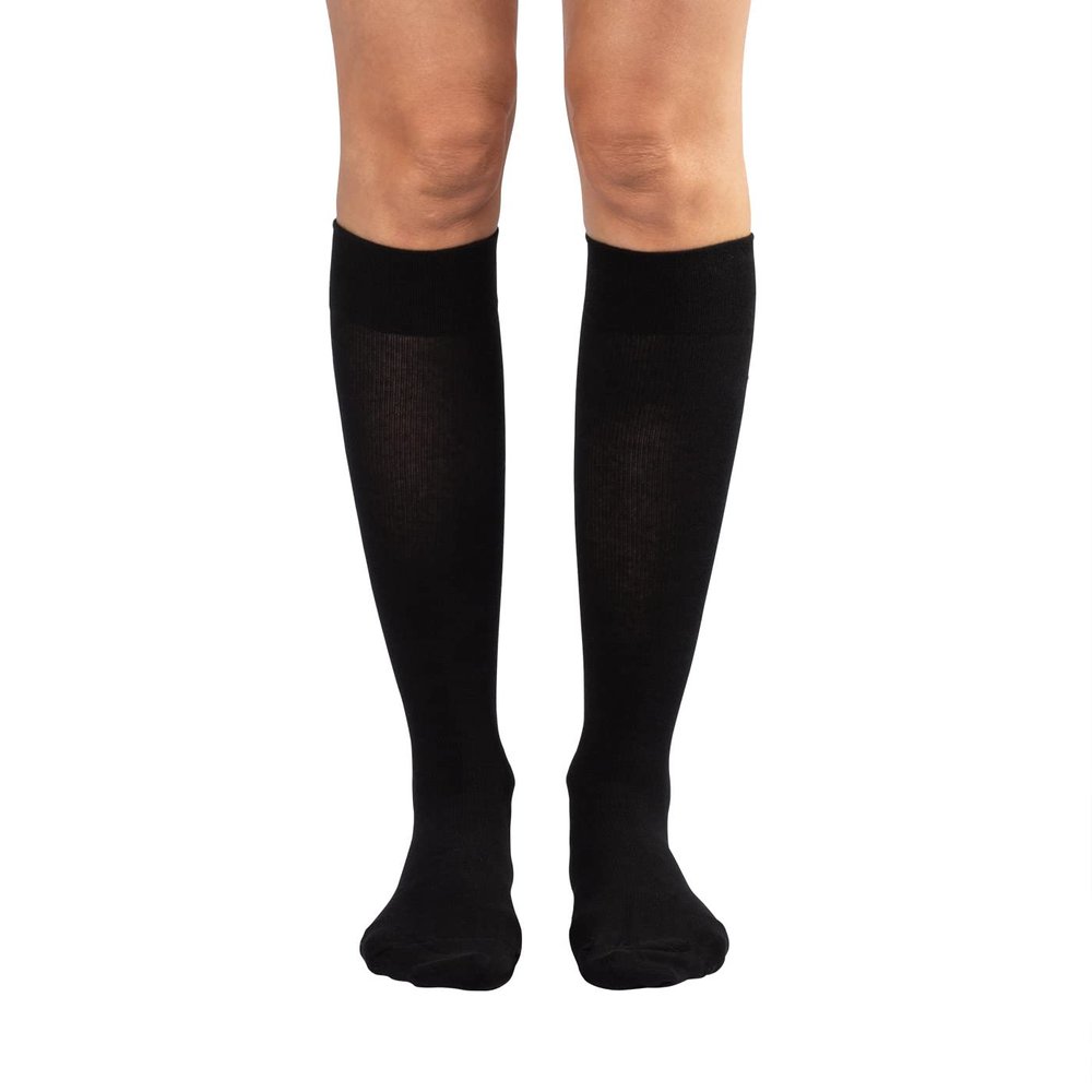 Dr. Comfort Women's Casual Compression Sock 1015 mmHg Gentle Support, Knee High, Made with Soft, Breathable Cotton - Large, Black