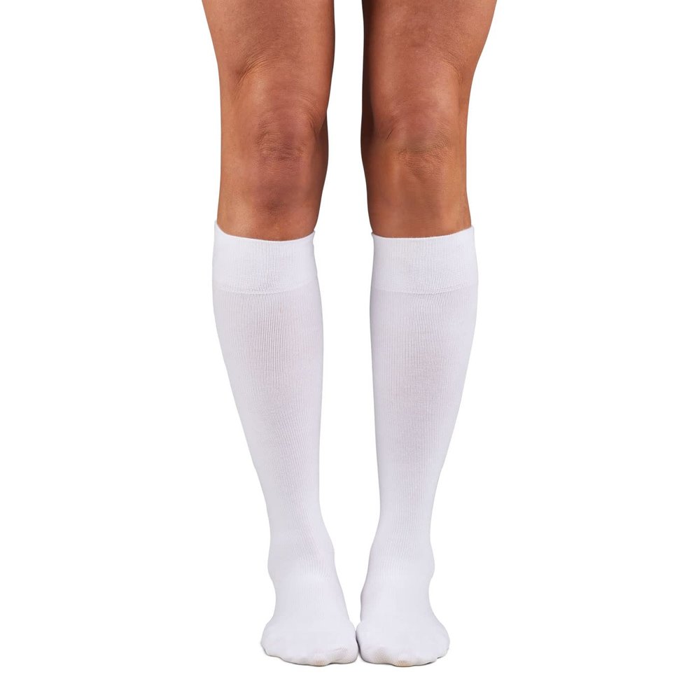 Dr. Comfort Women's Casual Compression Sock 1015 mmHg Gentle Support, Knee High, Made with Soft, Breathable Cotton - X-Large, White