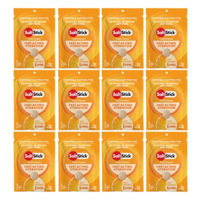 SaltStick Electrolyte FastChews - 120 Count Orange Flavor - Chewable Electrolyte Tablets for Hydration, Salt Tabs - 10 Count (Pack of 12)