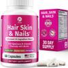 1 Body Hair Skin and Nails Vitamins with Biotin  Hair Growth Supplement for Women & Men with 26 Vitamins, Minerals & Herbal Extracts  Stronger Hair, Healthy Skin & Nails  60 Vegan Capsules view 1