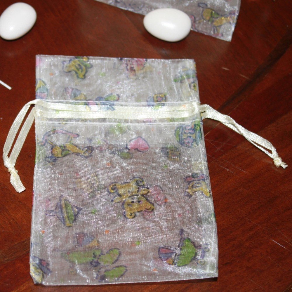 FavorOnline Sheer Organza Bag with Colorful Baby Design Imprints - 10 Bags