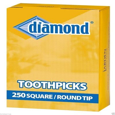 250 TOOTHPICKS for perio aid oral #2 #3 DIAMOND Square Round 2 1/2" wooden wood