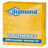 250 TOOTHPICKS for perio aid oral #2 #3 DIAMOND Square Round 2 1/2" wooden wood view 1