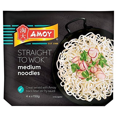 Amoy Straight To Wok Medium Noodles 4 x 150g - Pack of 2