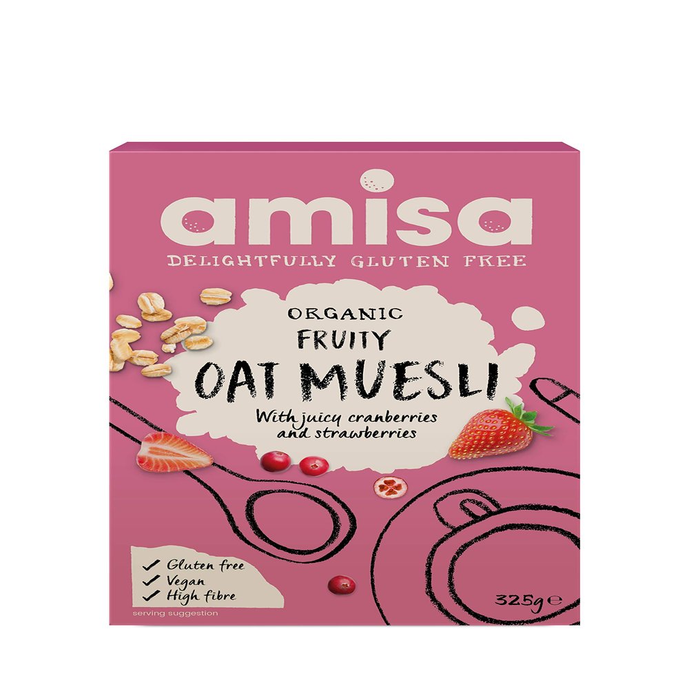 Amisa Organic Gluten Free Fruity Oat Muesli 325g - Pack of 2