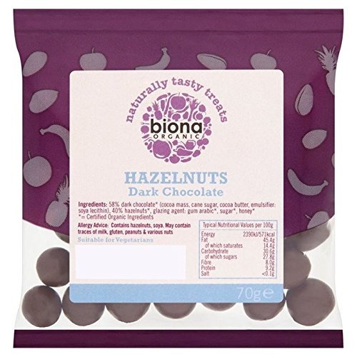Biona Organic Hazelnuts Dark Chocolate 70g - Pack of 2