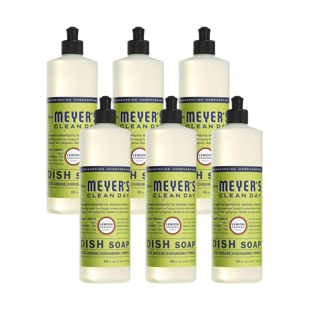 Mrs. MEYER'S CLEAN DAY Liquid Dish Soap, Lemon Verbena, 16 fl. oz. (Pack of 6)
