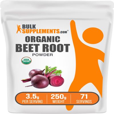 BulkSupplements.com Organic Beet Root Powder - Superfood Supplement, Beet Root Supplements - Vegan & Gluten Free, 3.5g per Serving, 250g (8.8 oz) (Pack of 1)