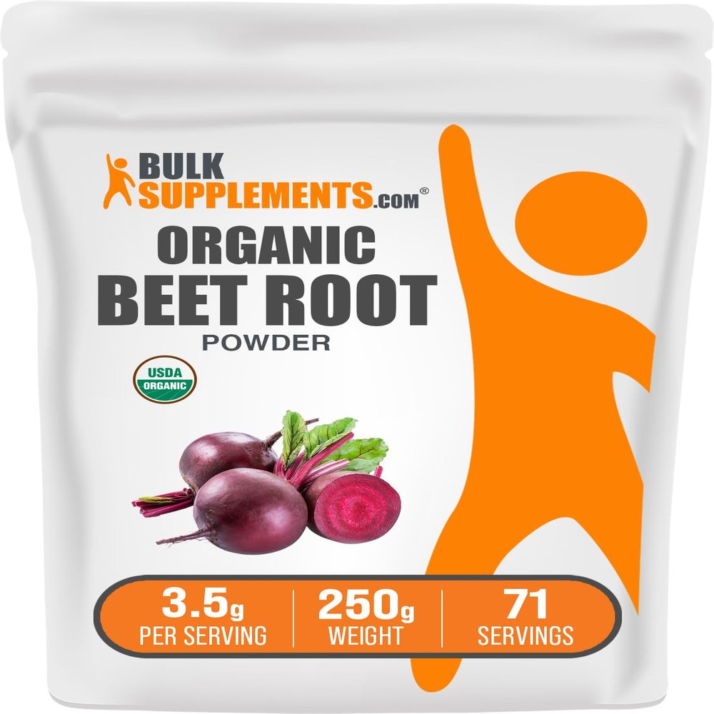 BulkSupplements.com Organic Beet Root Powder - Superfood Supplement, Beet Root Supplements - Vegan & Gluten Free, 3.5g per Serving, 250g (8.8 oz) (Pack of 1)