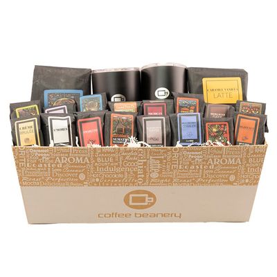 Coffee Beanery VIP Coffee Gift Basket, Light-Medium Roast Specialty Arbica Flavored Coffee & Mugs