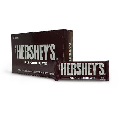 Bulk Candy HERSHEY'S 1.55oz Milk Chocolate Bars - 36 Count Box (1 Box) - Free Cold Packaging