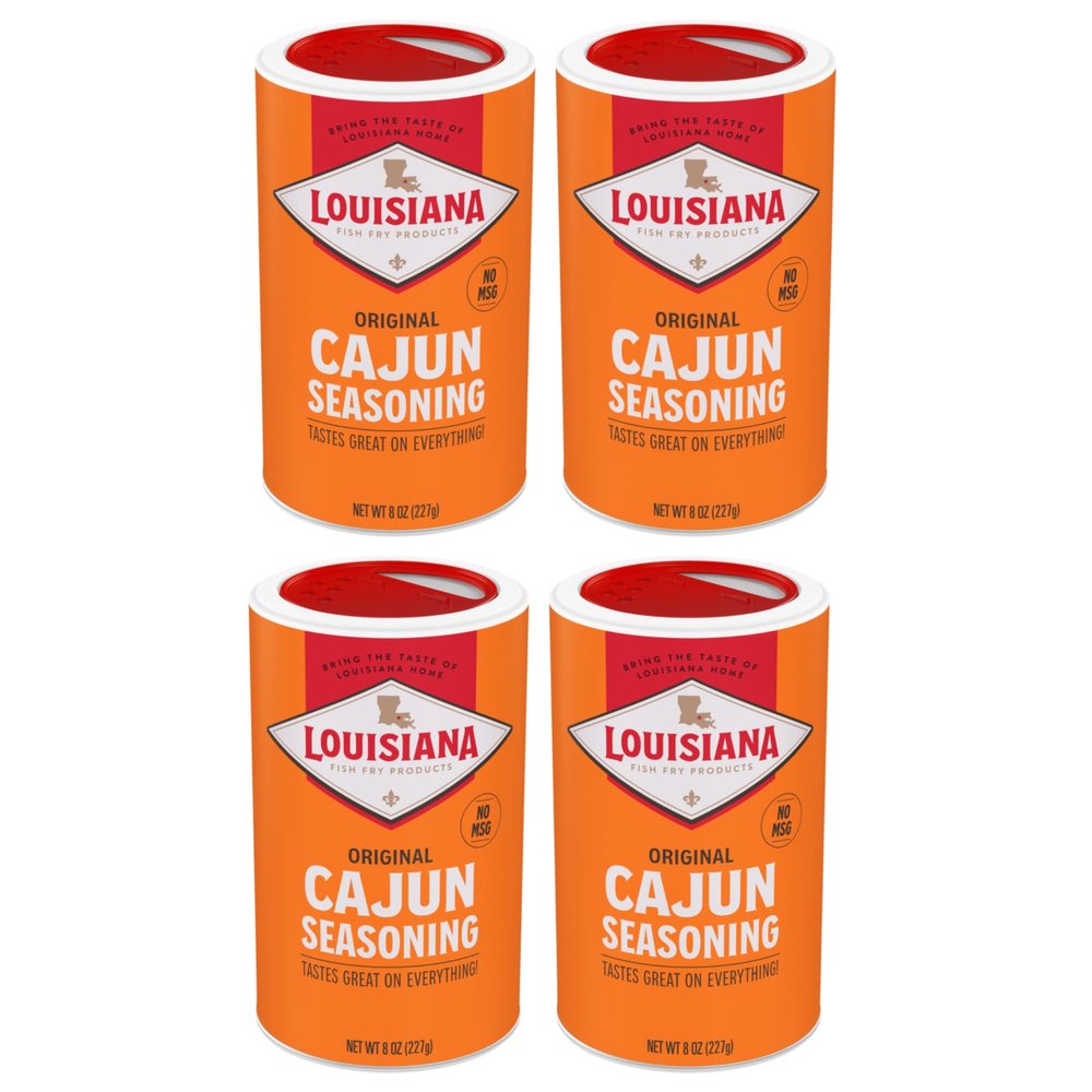 Louisiana Fish Fry Cajun Seasoning - Flavorful All-Purpose Seasoning 8 oz. (Pack of 4) - Perfectly Spiced for Meat, Fish, Vegetables, Soups, Salads, and More - Ideal for Grilling, Roasting, and Sauteing Your Favorite Dishes