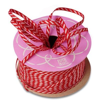1/8" X 50 Yards Red White Slope Ribbon
