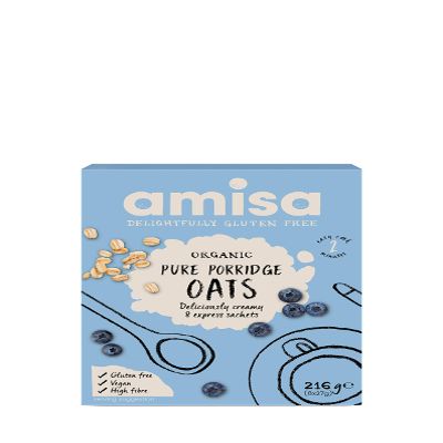 Amisa Organic Gluten Free Pure Porridge Oats Express Sachets 8 x 27g - Pack of 6
