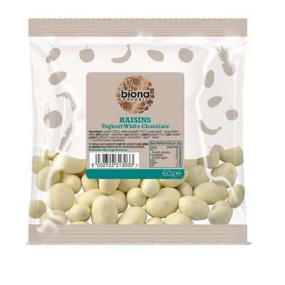Biona Organic Raisins Yoghurt White Chocolate 60g - Pack of 6