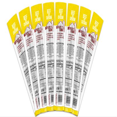 Wenzels Farm Beef with Cheddar Sticks Supports Active Lifestyles  Flavorful, Natural Smoked  High Protein, Low Carb  No MSG, Fillers, Binders, Artificial Colors  Gluten Free | 16 sticks (8 packs of 2)