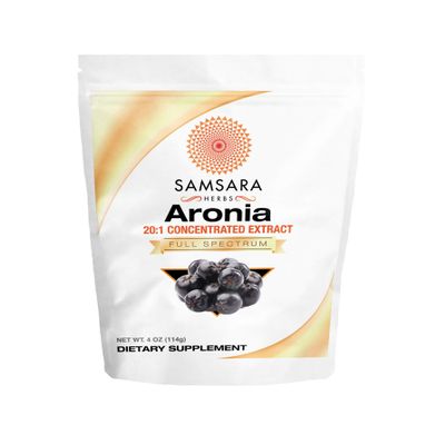 Samsara Herbs Aronia Berry 20:1 Extract Powder (4oz/114g) - Antioxidant, Flavonoids and Polyphenols Supplement - High ORAC - Native American Berry - Improved Wellbeing
