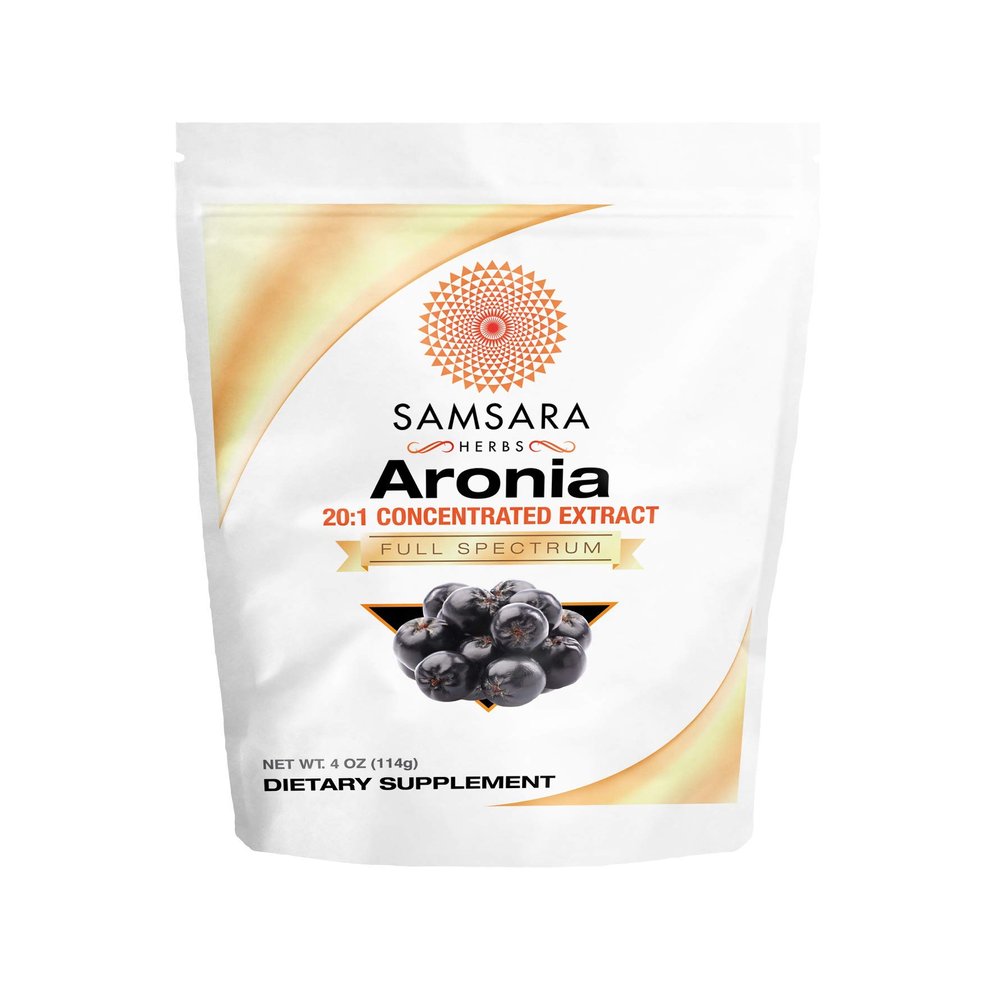 Samsara Herbs Aronia Berry 20:1 Extract Powder (4oz/114g) - Antioxidant, Flavonoids and Polyphenols Supplement - High ORAC - Native American Berry - Improved Wellbeing