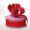 1 1/2" X 20 Yards Red Katie Linen Ribbon view 1