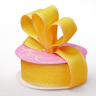 1 1/2" X 20 Yards Yellow Katie Linen Ribbon