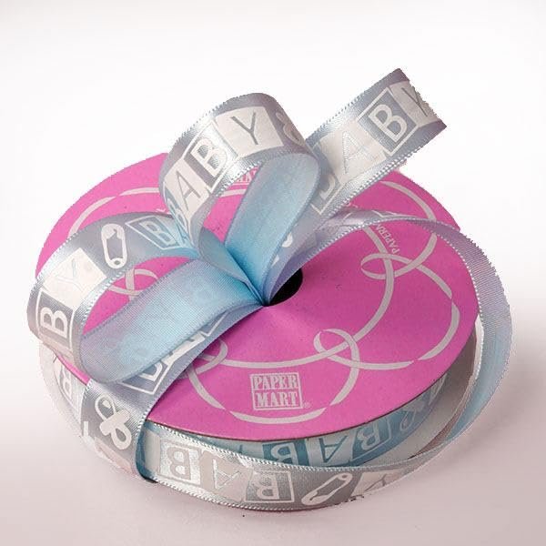 5/8" X 25 Yards Blue Baby Boy Satin Ribbon