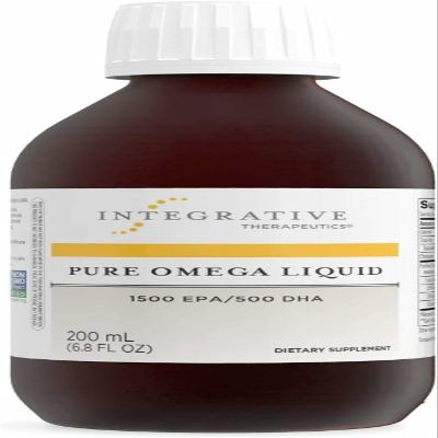 Integrative Therapeutics Pure Omega Liquid - Fish Oil Supplement for Nutritional Support - Supports Heart Health* - No Fishy Burps - Sustainably Sourced - Dairy-Free - Lemon, 6.8 fl oz (40 Servings)