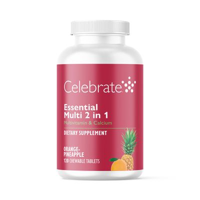 Celebrate Vitamins 2-in-1 Bariatric Multivitamin with Calcium Citrate - Vitamins A, D, E for Post Bariatric Surgery, Gastric Bypass and Sleeve Gastrectomy Patients - Orange Pineapple (120 Chewables)