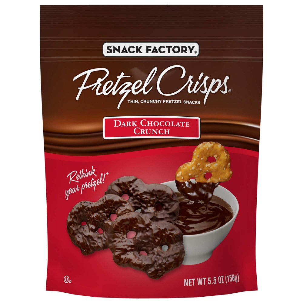 Snack Factory Gluten Free Pretzel Crisps, Dark Chocolate Flavored Crunch Minis, 5.5 Ounce (Pack of 12)