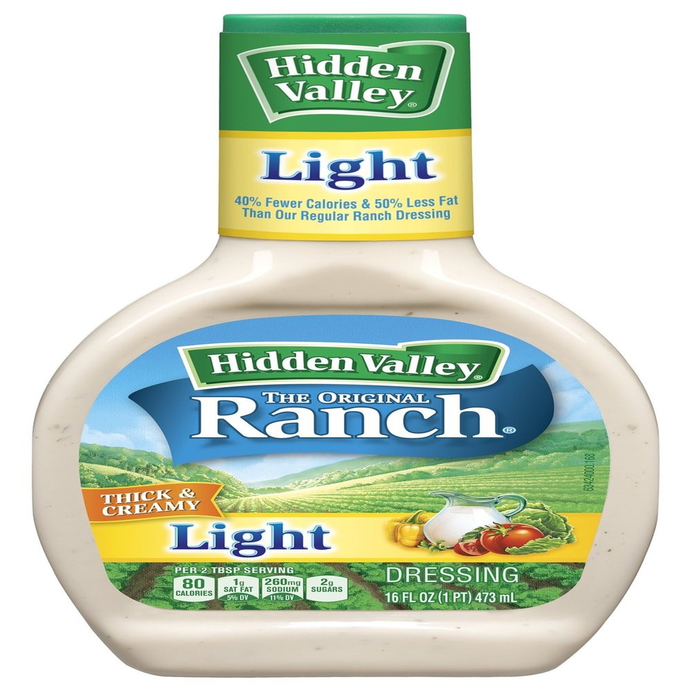 Hidden Valley Original Ranch Light Dressing, 16 Fluid Ounce Bottle, Pack of 6