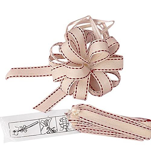 12ea - 5/8" Natural Pull Bow with Red Stitching | Diameter - 3 1/2"