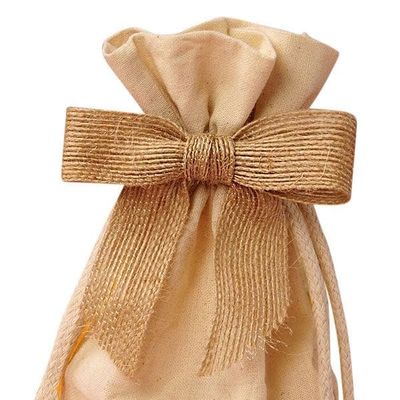 12ea - 7/8" Natural Jute Pre-Tied Bow Width 3"