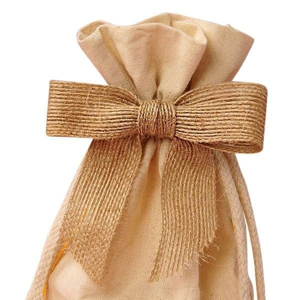 12ea - 7/8" Natural Jute Pre-Tied Bow Width 3"