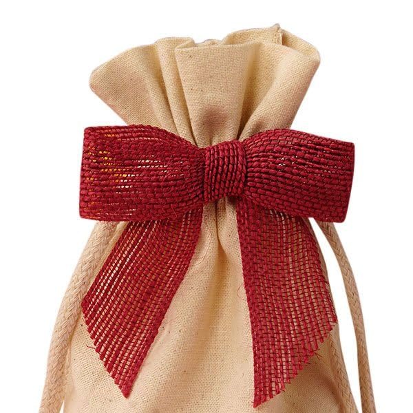 12ea - 7/8" Red Jute Pre-Tied Bow Width 3"